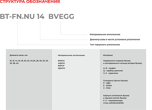 Торцевое уплотнение BT-FN.NU 38 QQVGG в Казани фото