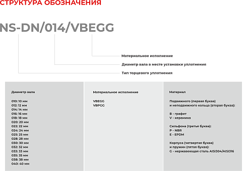 Торцевое уплотнение NS-DN/010/VBPGG в Казани фото